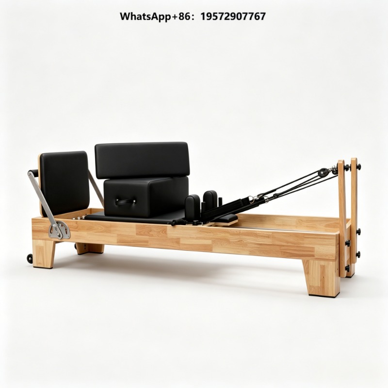 Home Gym Studio - Langlebiges Pilates-Reformer-Bett mit Eichenholzrahmen, Verstellbares Fitnessgerät