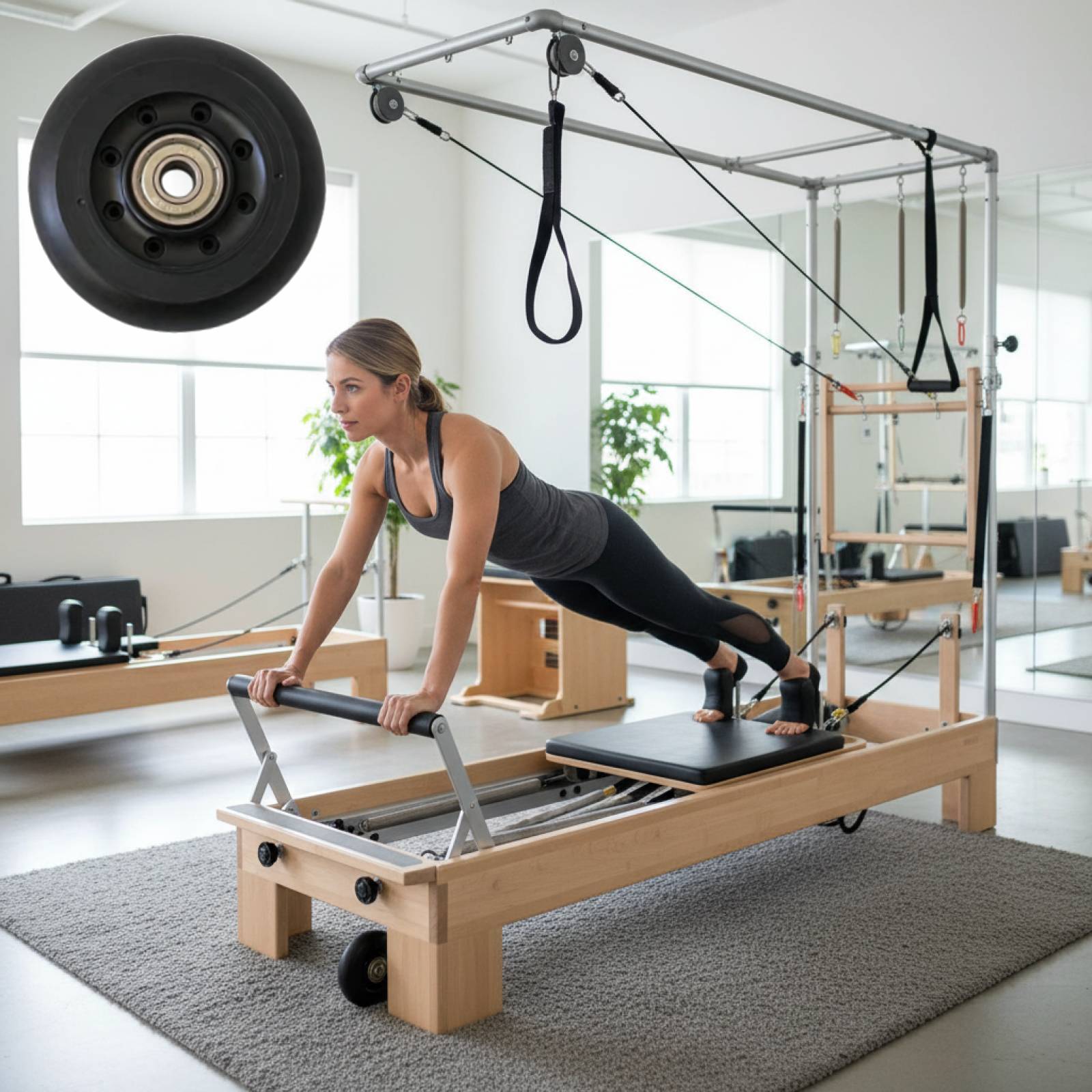 Home Gym Installation - Pilates Reformer Rad Schwarz für Frauen,