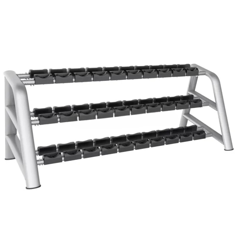 Home Gym Organization - Fitnessgeräte Einzigartiges Design Dreireihiger Hantelständer Organisationsregal