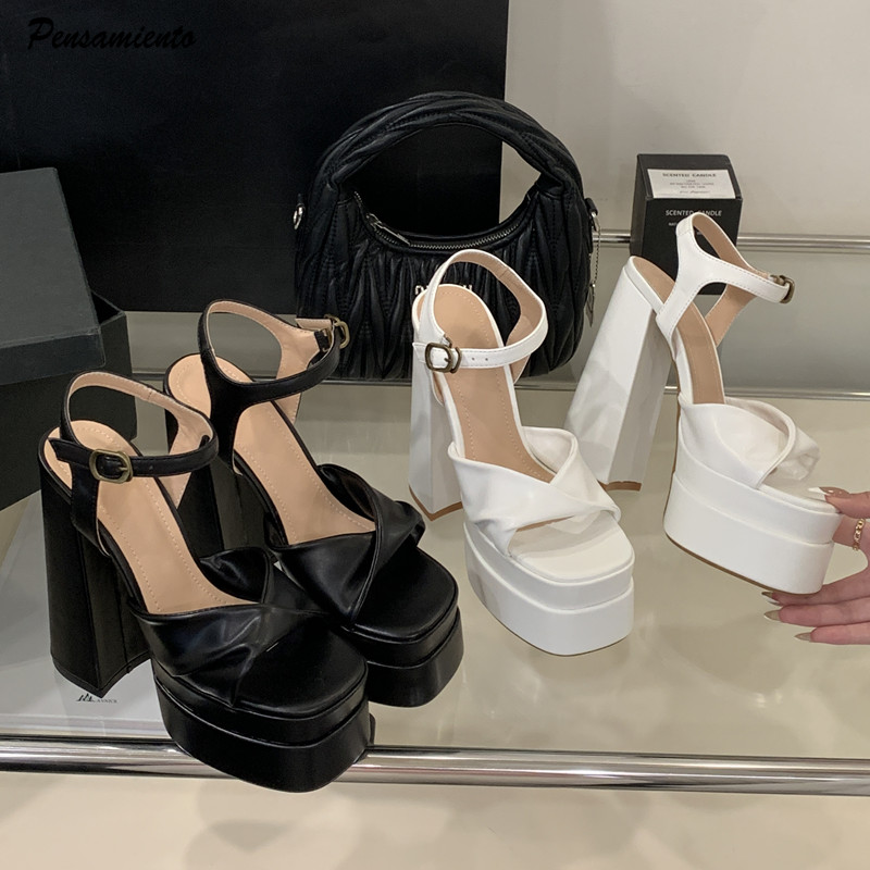 Ankle Strap Attachment - Stern-Stil, modische Doppelplattform, Keile, Damen-Gladiator-Sandalen, Sommer,