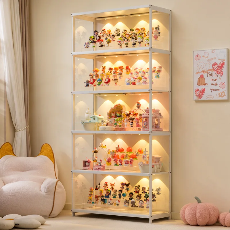 Home Gym Organization - Multifunktionaler Haushaltsfiguren-Präsentationsständer, staubdichter transparenter Schrank, Spielzeugmodell-Blindbox-Vitrine