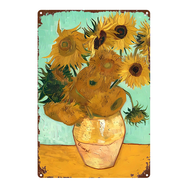 Home Gym Icon - Van Gogh Sonnenblumen Metall-Wandschild – Dekoration,