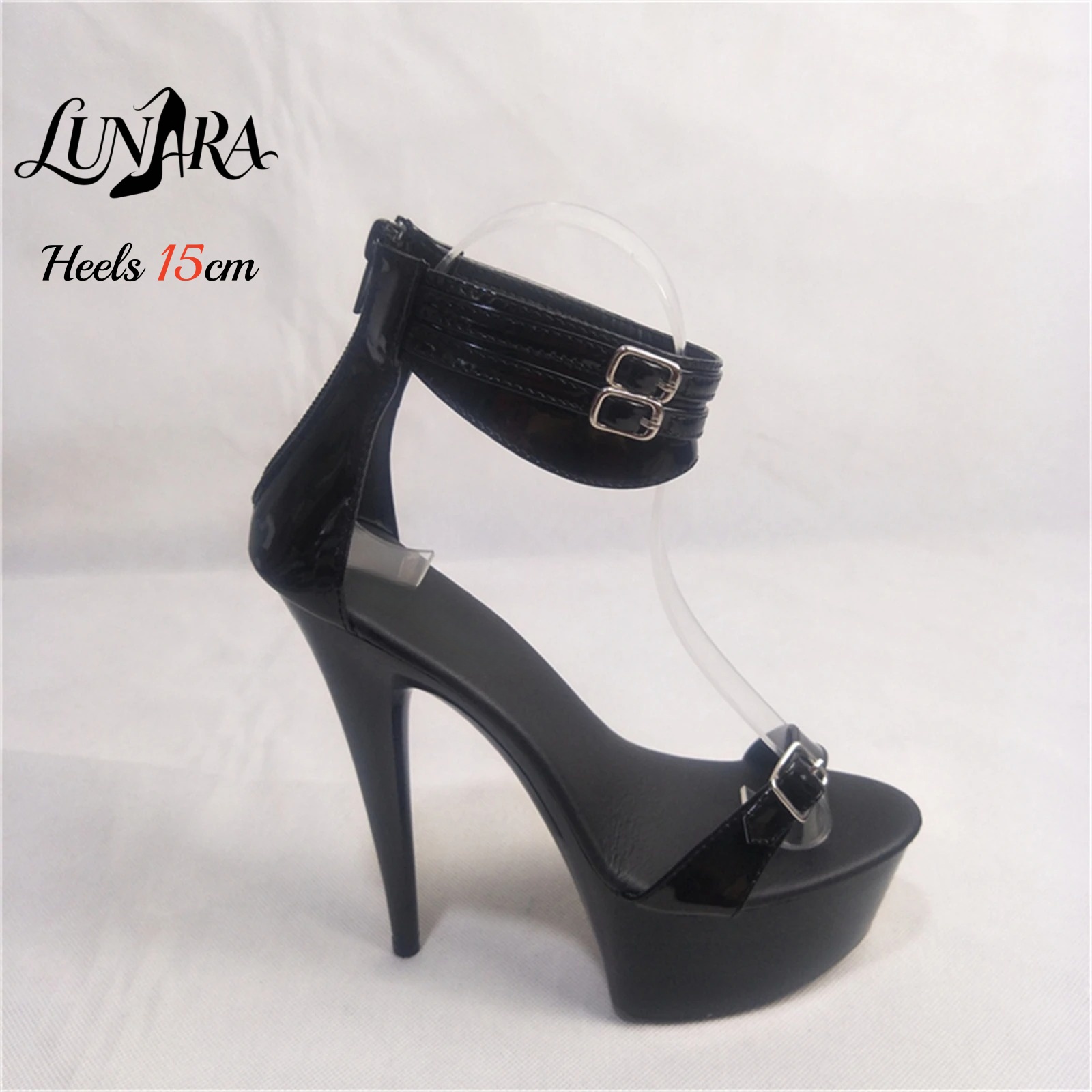 15cm Schwarze Lackleder PU Hig – Ankle Strap Attachment Bewertung und Preis