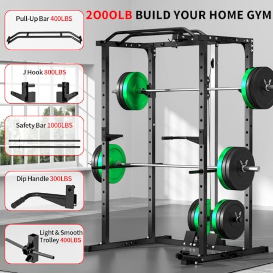Heimfitness-Kraftstation mit L – Squat Rack Power Bewertung und Preis